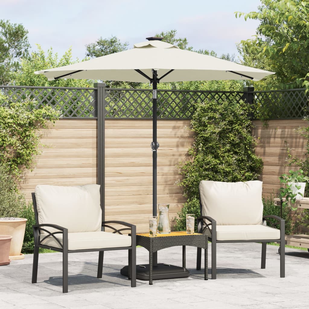vidaXL Sonnenschirm mit LED und Stahlmast Weiß 225x225x212 cm
