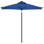 vidaXL Sonnenschirm mit LED und Stahlmast Azurblau 225x225x212 cm