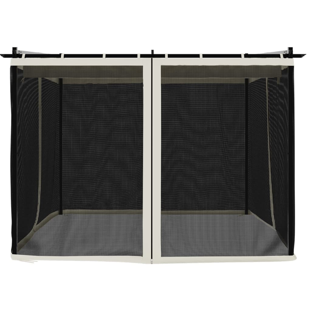 vidaXL Pavillon mit Netzwände Creme 3x3 m Stahl