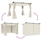 vidaXL Pavillon mit Vorhängen Creme 3x3 m Stahl