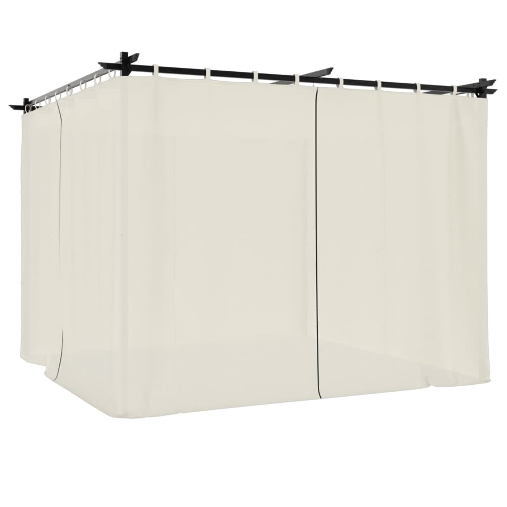 vidaXL Pavillon mit Vorhängen Creme 3x3 m Stahl