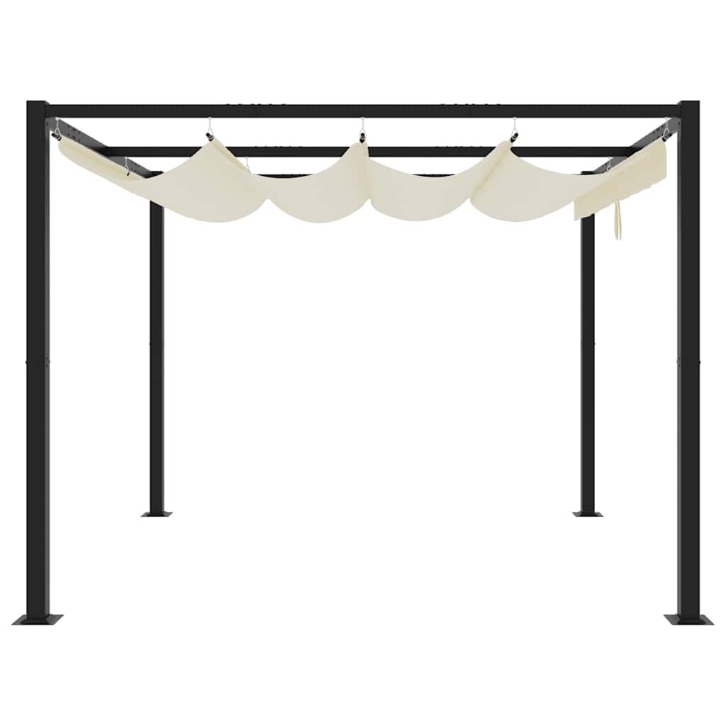 vidaXL Gartenpavillon mit Ausziehbarem Dach Creme 3x3 m Stahl