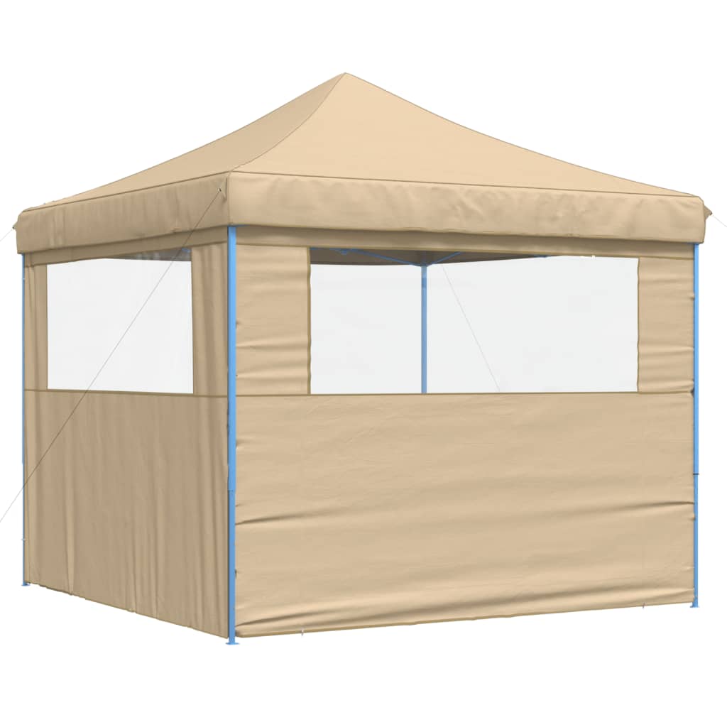 vidaXL Partyzelt Faltbar Pop-Up mit 2 Seitenteilen Beige