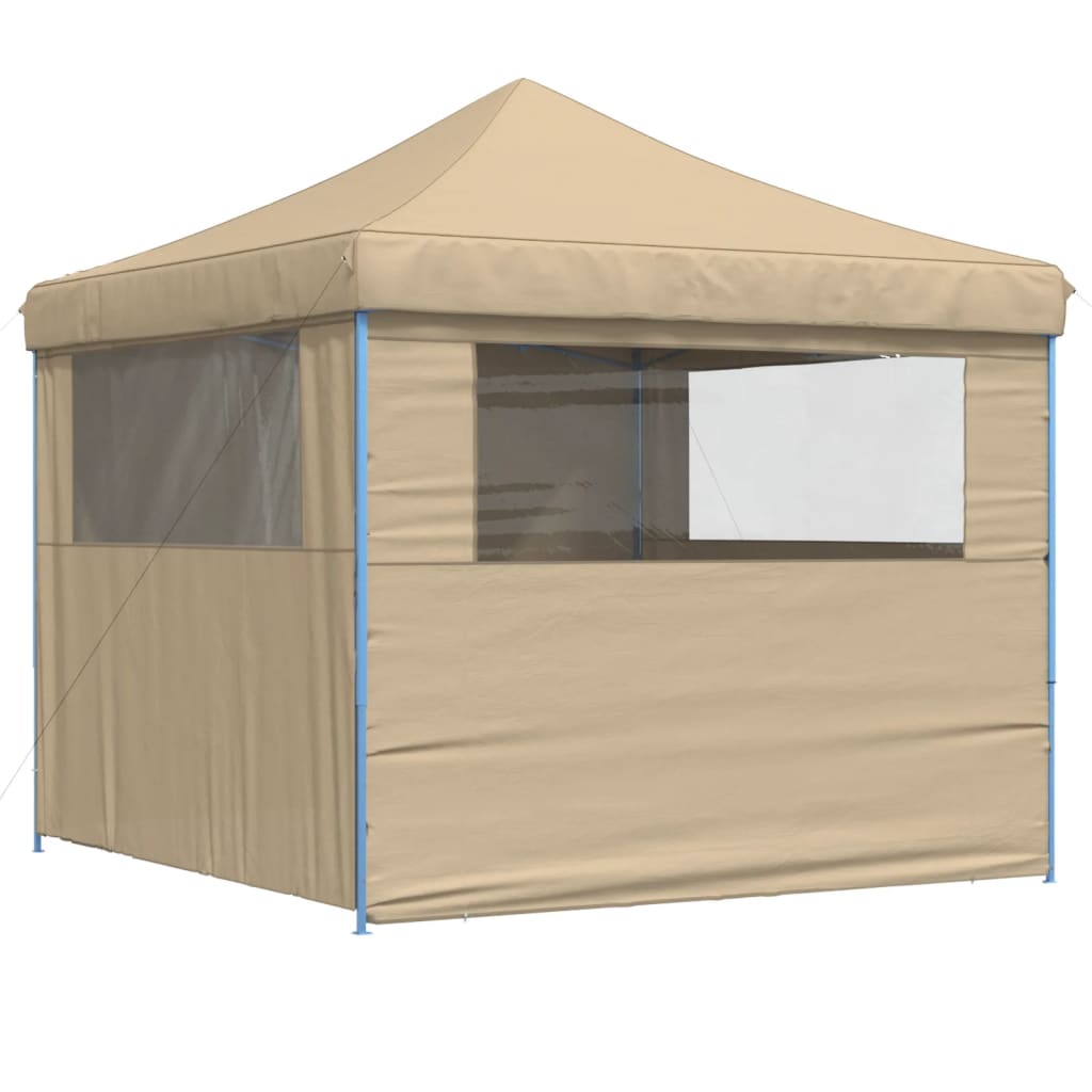 vidaXL Partyzelt Faltbar Pop-Up mit 4 Seitenteilen Beige