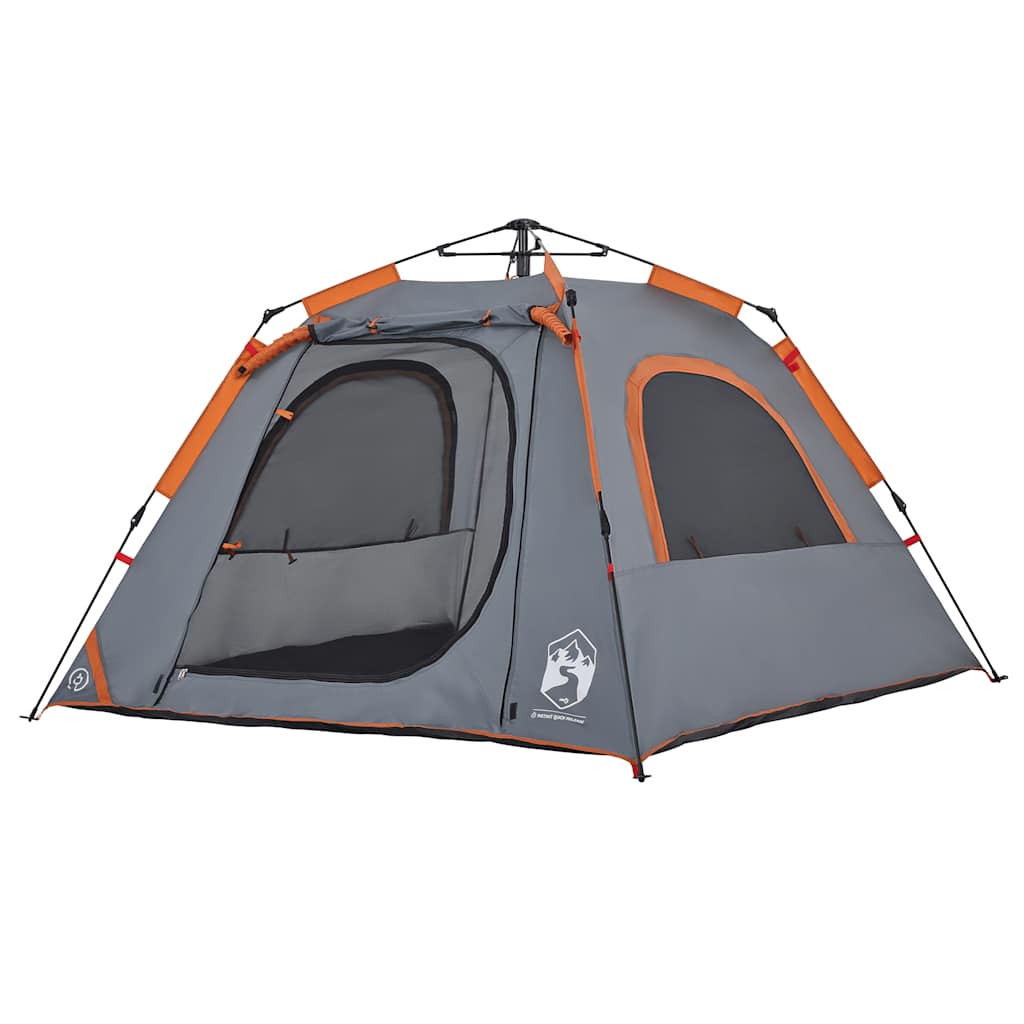 vidaXL Kuppel-Campingzelt 4 Personen Grau und Orange Quick Release