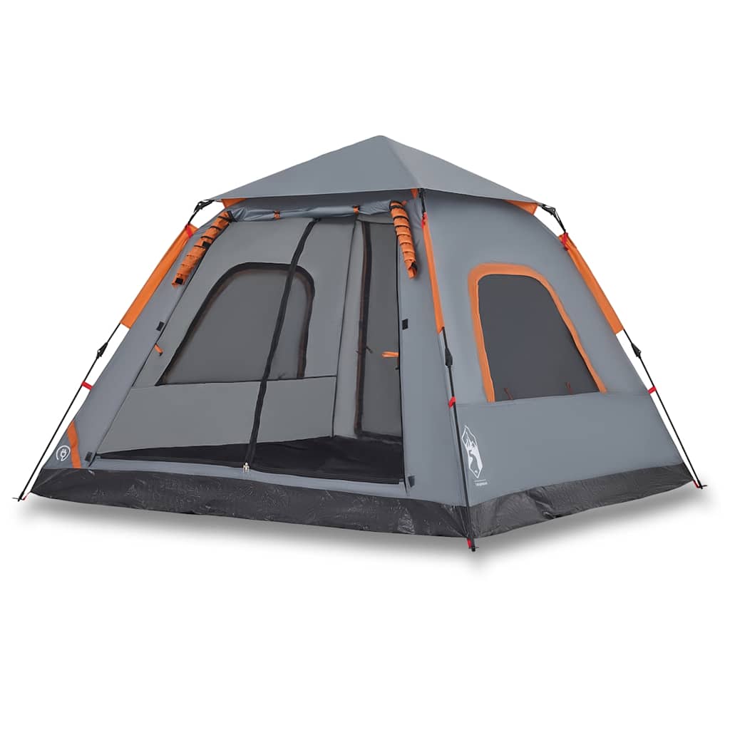 vidaXL Kuppel-Campingzelt 5 Personen Grau und Orange Quick Release