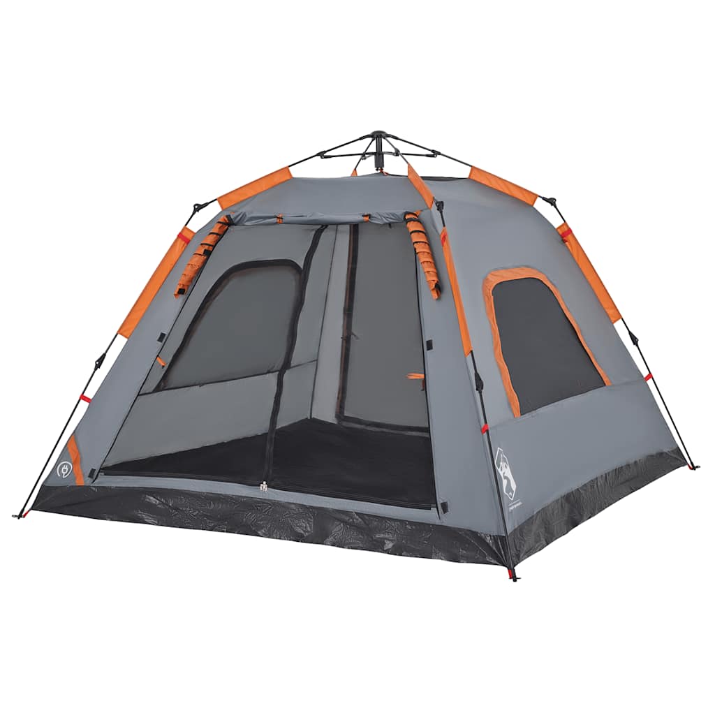 vidaXL Kuppel-Campingzelt 5 Personen Grau und Orange Quick Release