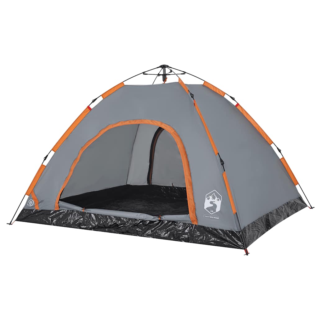 vidaXL Campingzelt 4 Personen Grau und Orange Quick Release