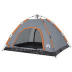 vidaXL Campingzelt 4 Personen Grau und Orange Quick Release