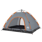 vidaXL Campingzelt 4 Personen Grau und Orange Quick Release