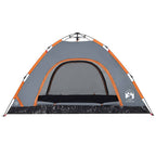 vidaXL Campingzelt 4 Personen Grau und Orange Quick Release