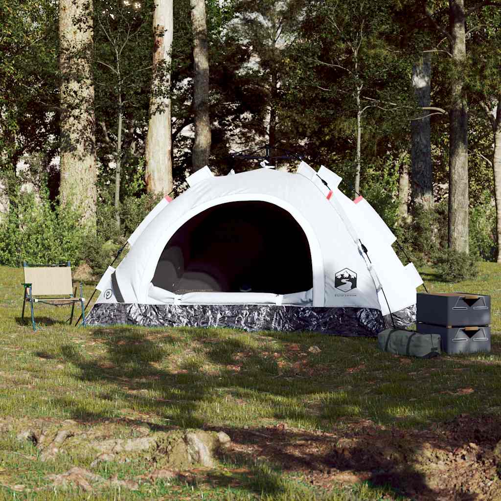 vidaXL Campingzelt 4 Personen Weiß Verdunkelungsstoff Quick Release