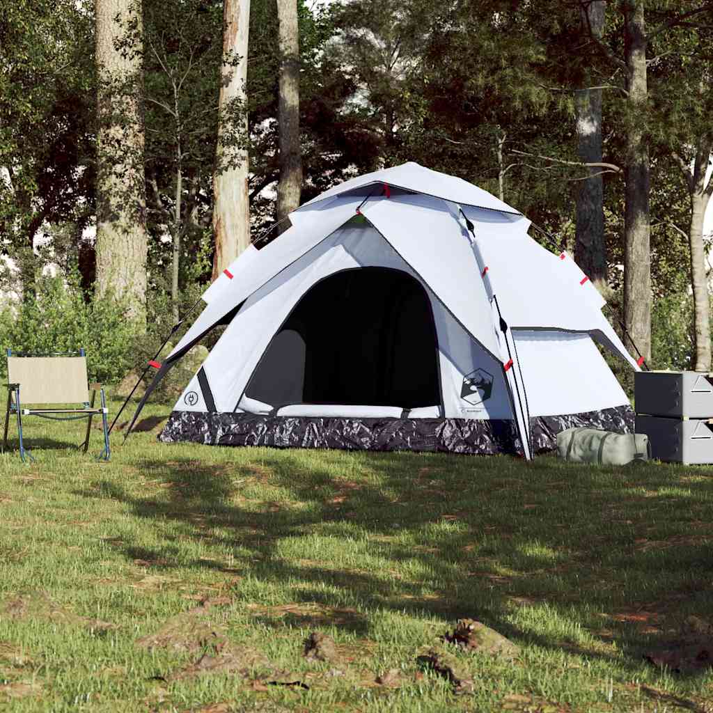 vidaXL Kuppel-Campingzelt 5 Personen Weiß Verdunkelt Quick Release