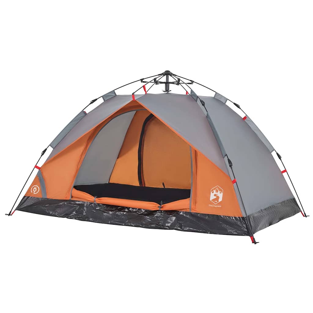 vidaXL Kuppel-Campingzelt 2 Personen Grau und Orange Quick Release