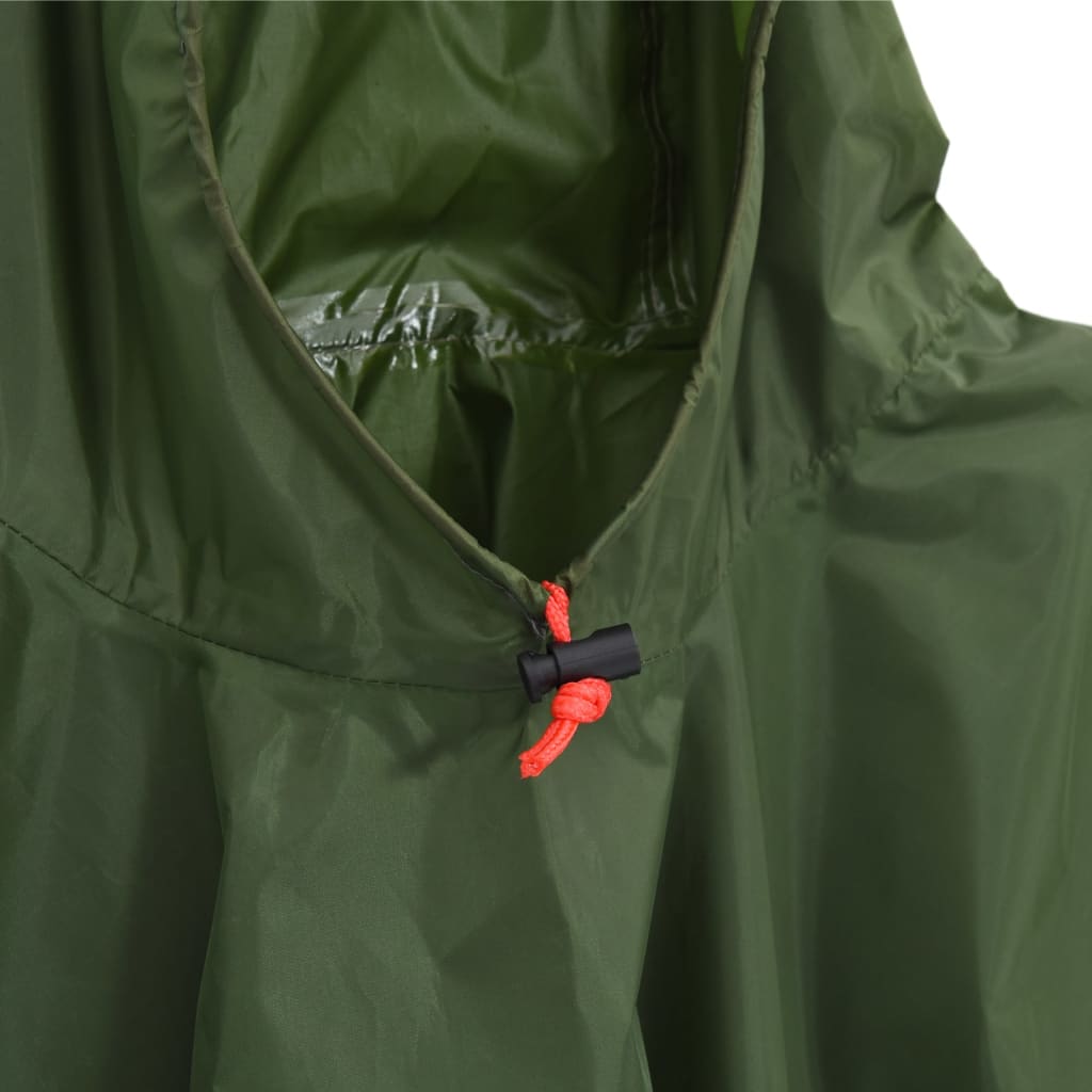 vidaXL Regenponcho mit Kapuze 2-in-1-Design Grün 223x145 cm
