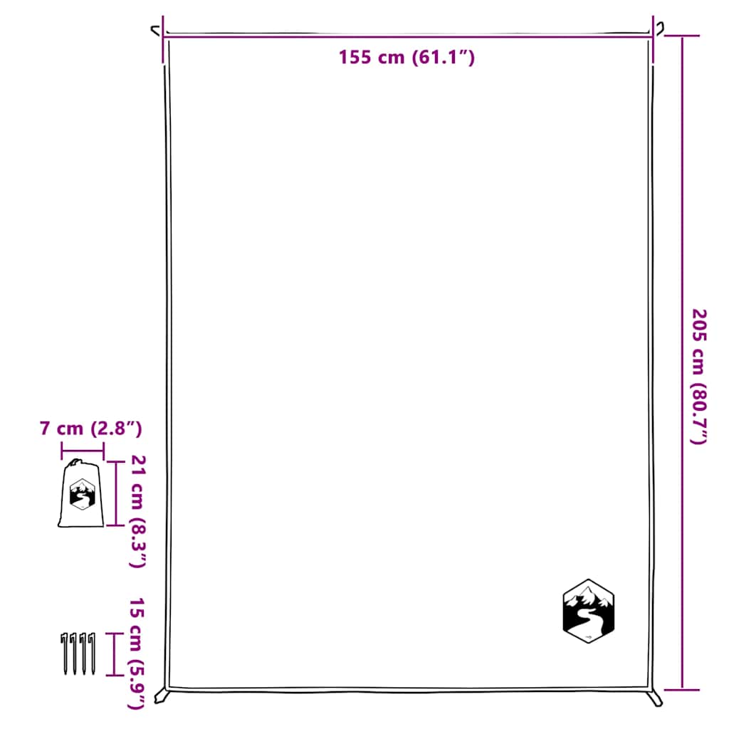 vidaXL Picknickdecke mit Heringen Grün 205x155 cm