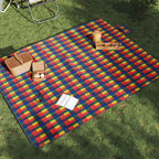 vidaXL Picknickdecke Faltbar Blau Kariert 200x150 cm Samt