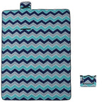 vidaXL Picknickdecke Faltbar Blau Wellenmuster 200x150 cm Samt
