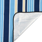 vidaXL Picknickdecke Faltbar Blau und Weiß Gestreift 200x150 cm Samt