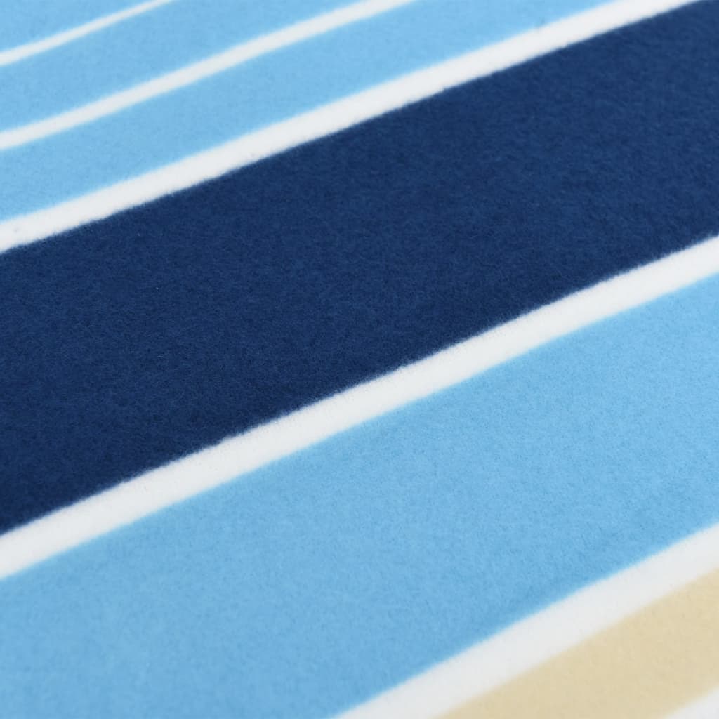 vidaXL Picknickdecke Faltbar Blau und Weiß Gestreift 200x150 cm Samt