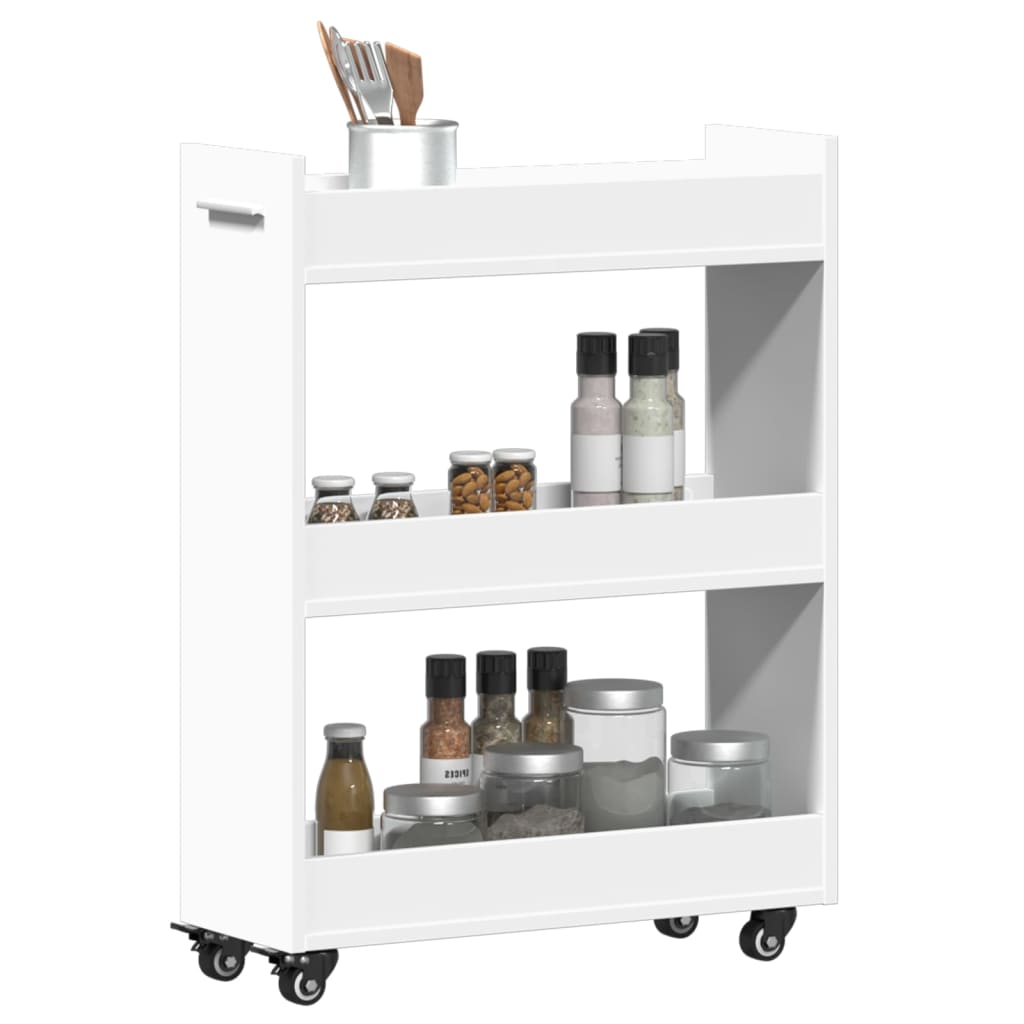 vidaXL Schrank mit Rollen Weiß 60x22x79 cm Holzwerkstoff