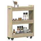 vidaXL Schrank mit Rollen Sonoma-Eiche 60x22x79 cm Holzwerkstoff