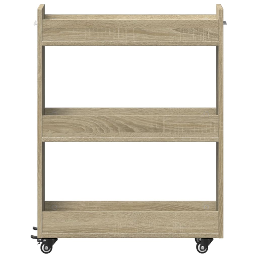 vidaXL Schrank mit Rollen Sonoma-Eiche 60x22x79 cm Holzwerkstoff