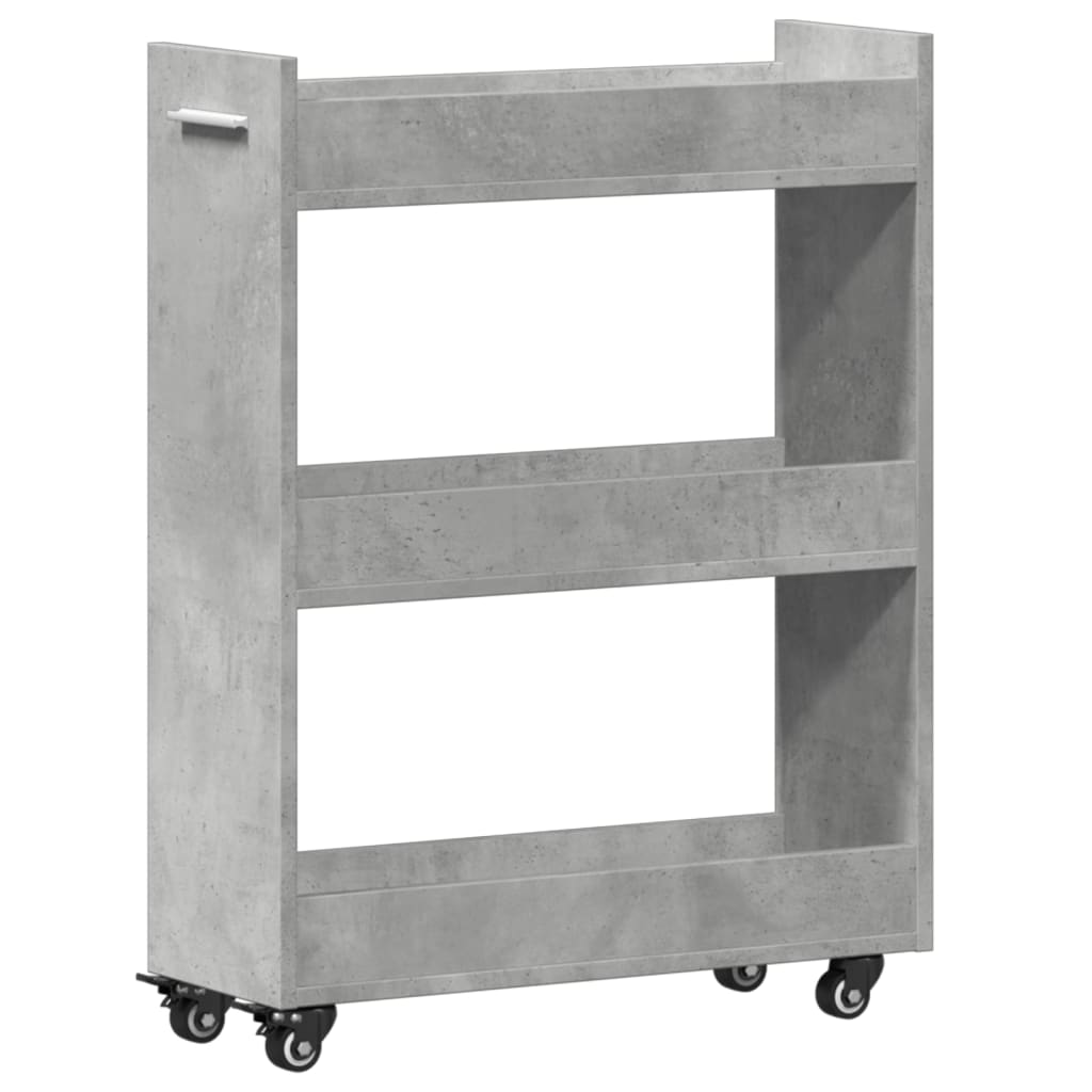 vidaXL Schrank mit Rollen Betongrau 60x22x79 cm Holzwerkstoff