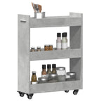 vidaXL Schrank mit Rollen Betongrau 60x22x79 cm Holzwerkstoff