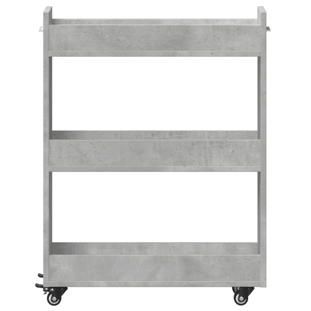 vidaXL Schrank mit Rollen Betongrau 60x22x79 cm Holzwerkstoff