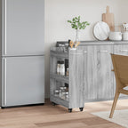 vidaXL Schrank mit Rollen Grau Sonoma 60x22x79 cm Holzwerkstoff