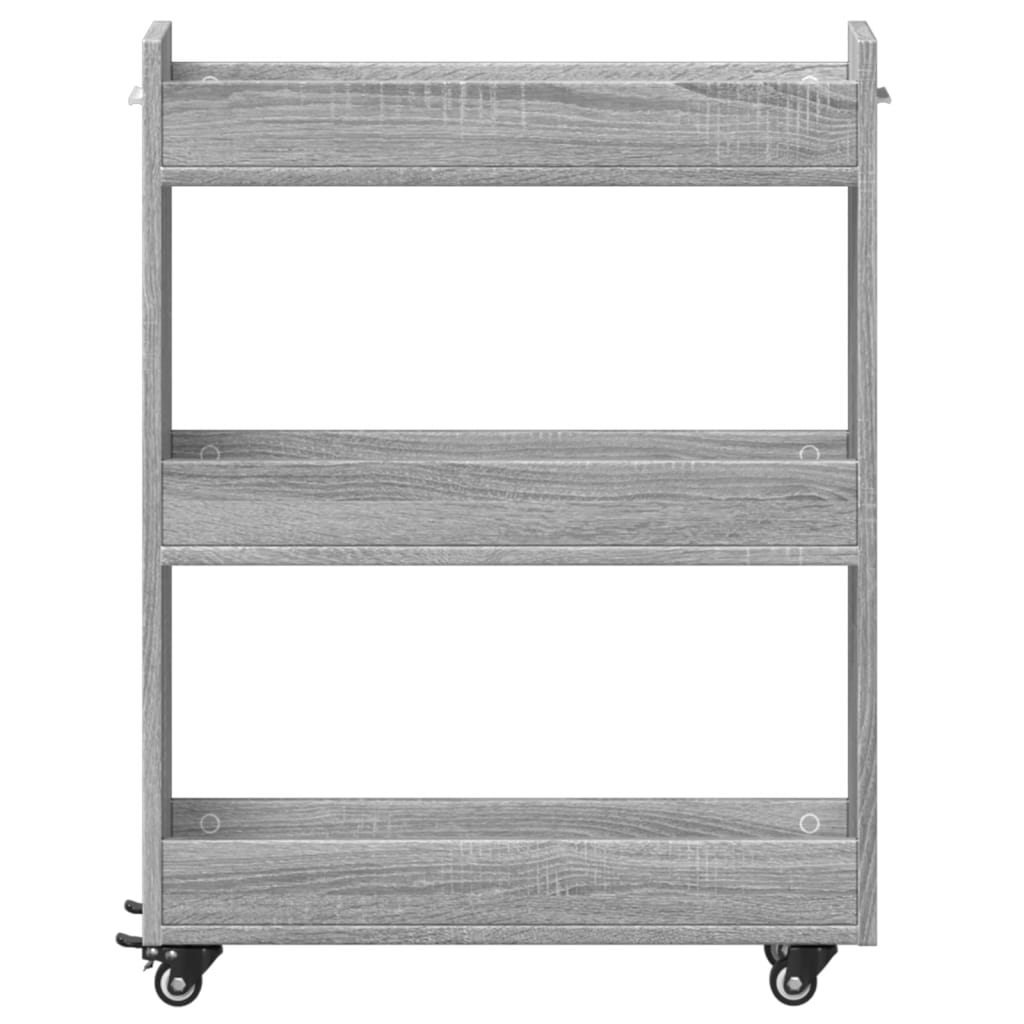 vidaXL Schrank mit Rollen Grau Sonoma 60x22x79 cm Holzwerkstoff