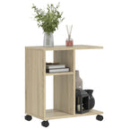 vidaXL Beistelltisch mit Rollen Sonoma-Eiche 50x30x55 cm Holzwerkstoff