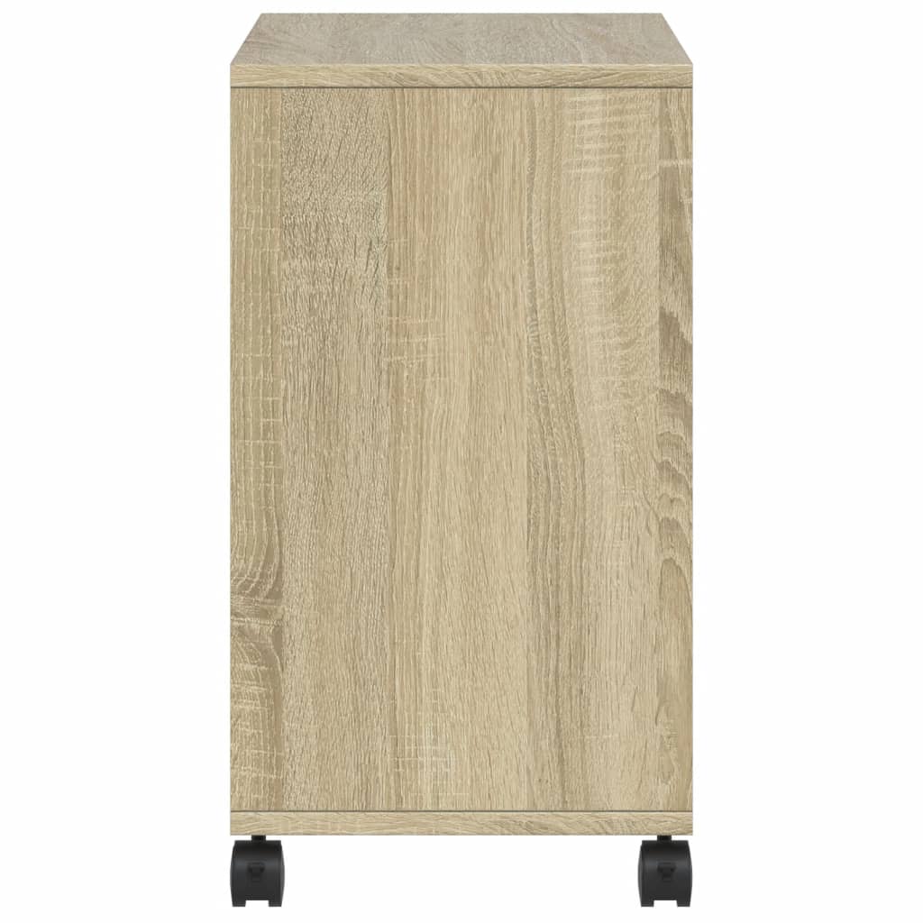 vidaXL Beistelltisch mit Rollen Sonoma-Eiche 50x30x55 cm Holzwerkstoff