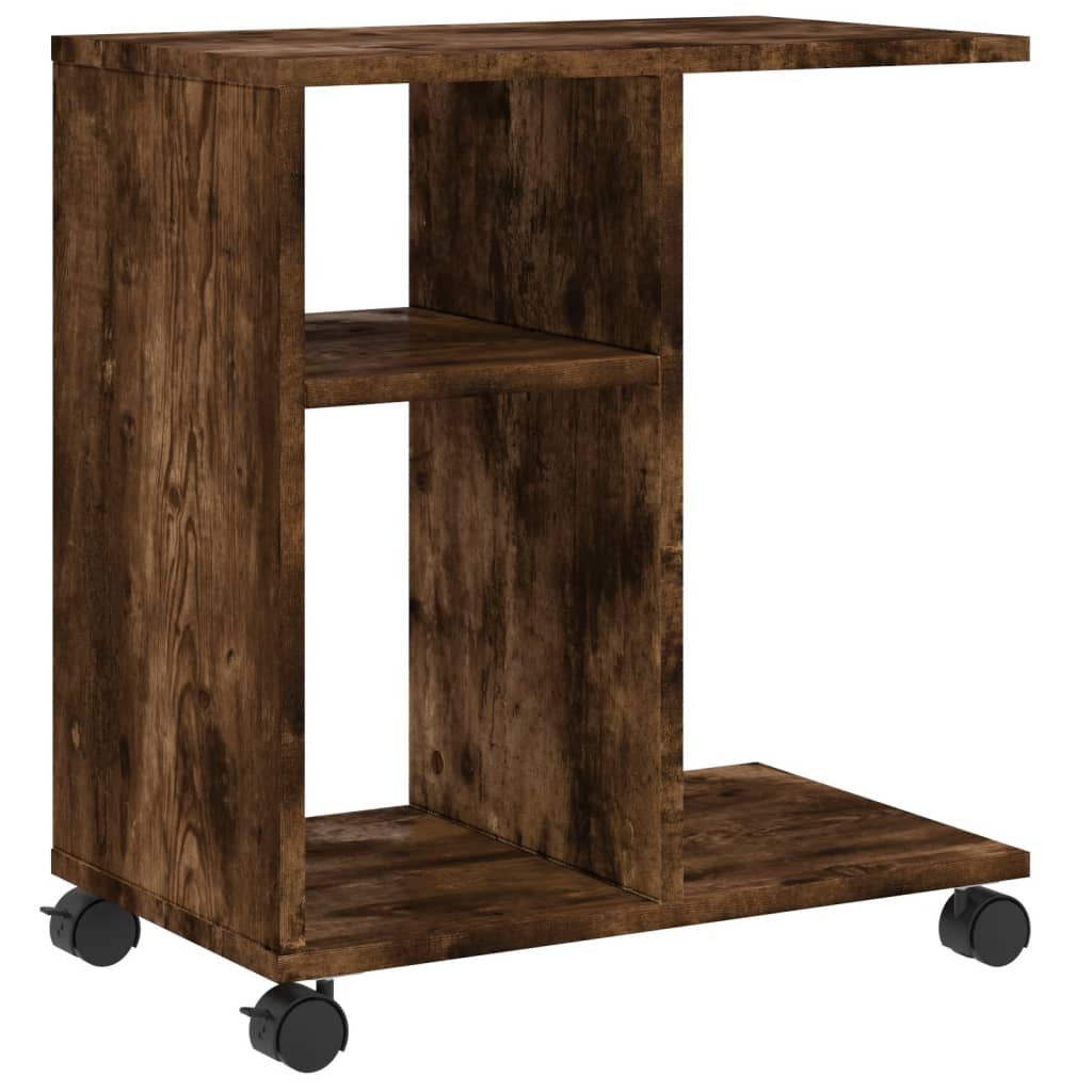 vidaXL Beistelltisch mit Rollen Räuchereiche 50x30x55 cm Holzwerkstoff