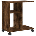 vidaXL Beistelltisch mit Rollen Räuchereiche 50x30x55 cm Holzwerkstoff
