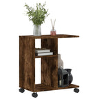 vidaXL Beistelltisch mit Rollen Räuchereiche 50x30x55 cm Holzwerkstoff