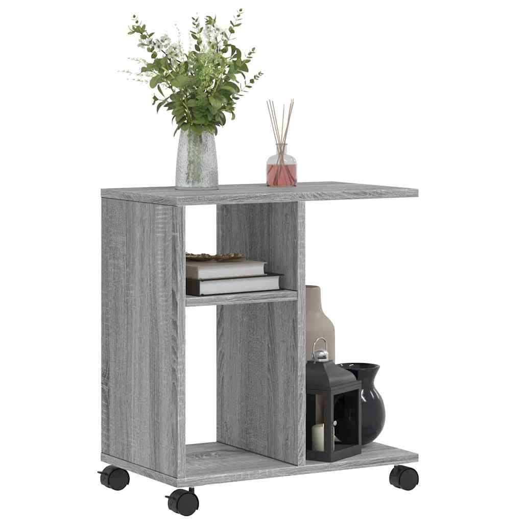 vidaXL Beistelltisch mit Rollen Grau Sonoma 50x30x55 cm Holzwerkstoff