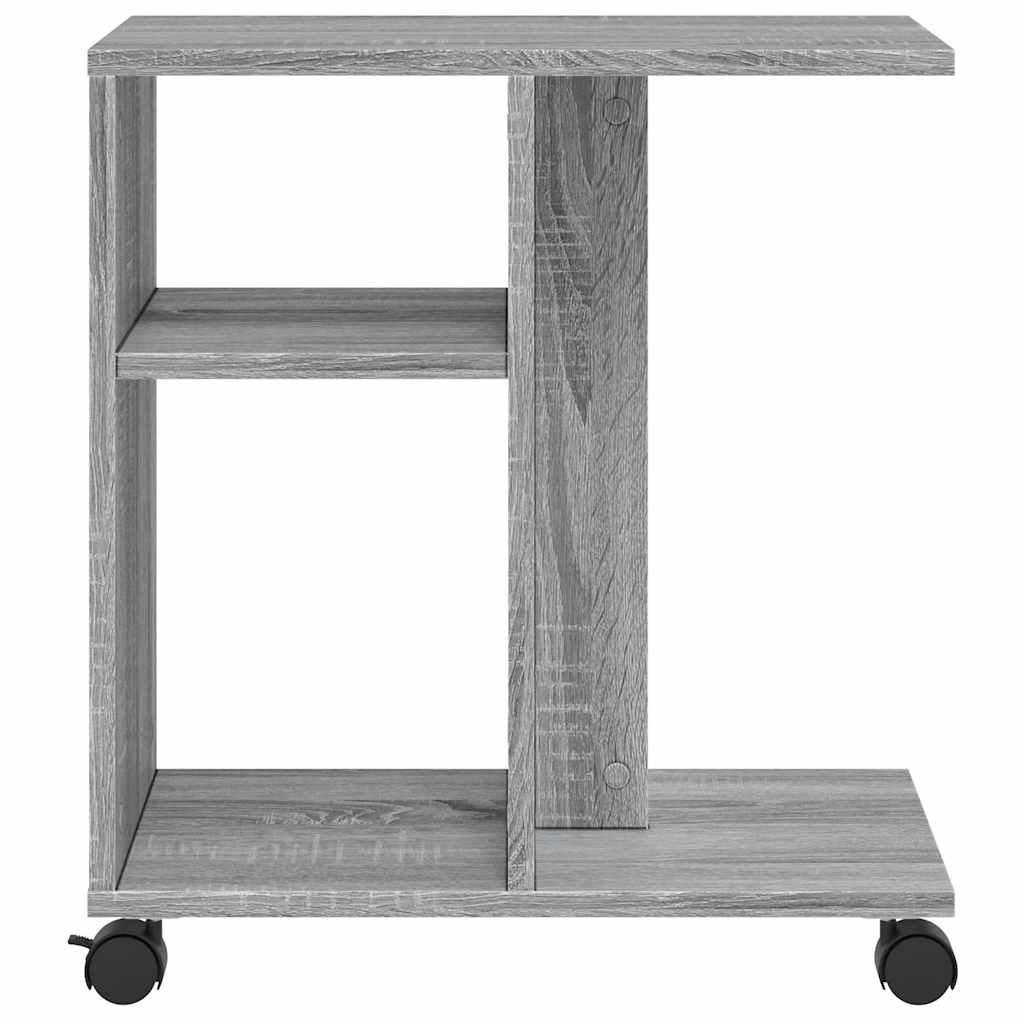 vidaXL Beistelltisch mit Rollen Grau Sonoma 50x30x55 cm Holzwerkstoff