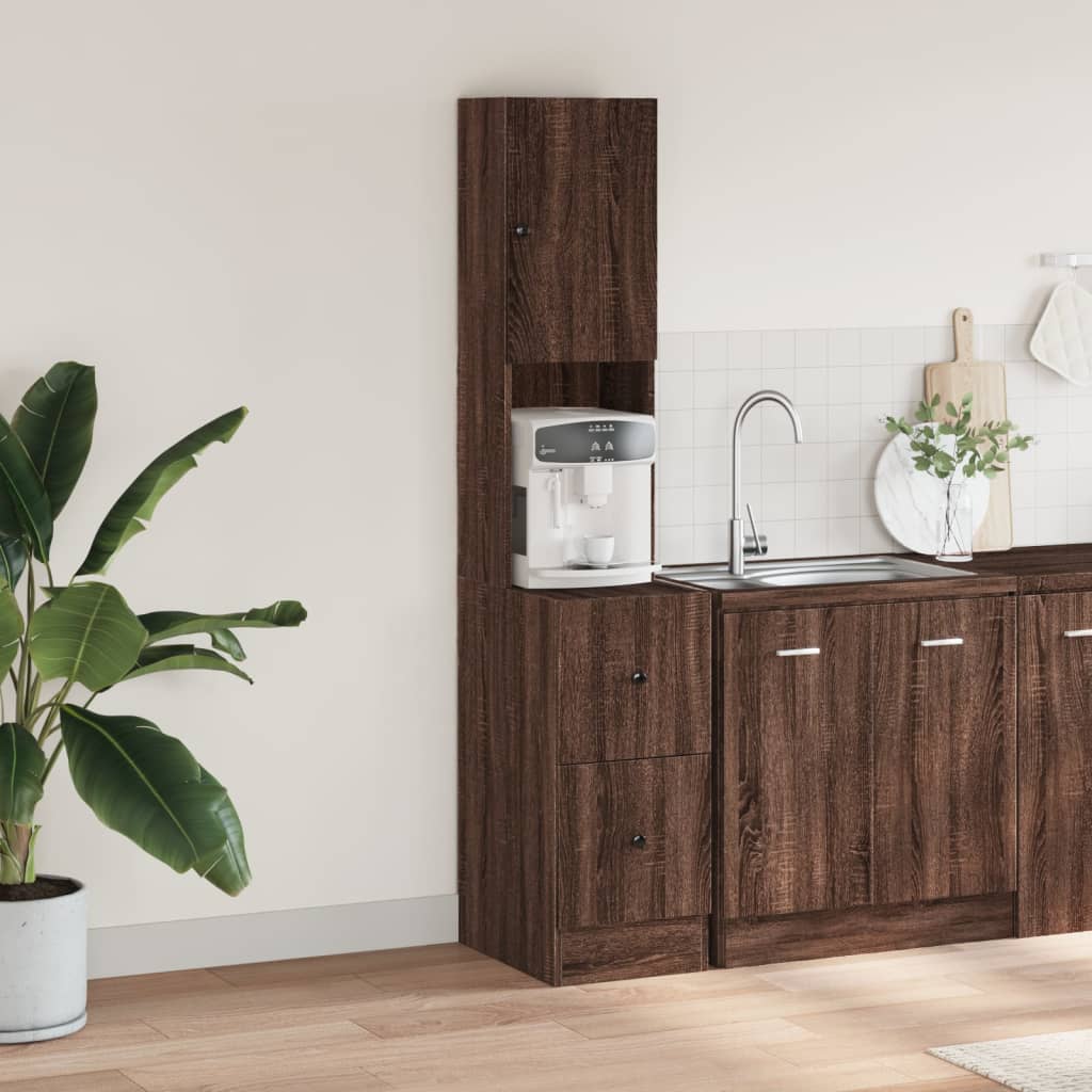 vidaXL Küchenschrank Braun Eichen-Optik 35x50x180 cm Holzwerkstoff