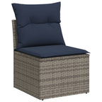 vidaXL 9-teiliges Gartensofa-Set mit Kissen, grau, Polyrattan