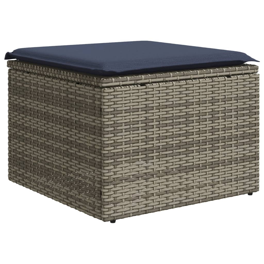 vidaXL 9-teiliges Gartensofa-Set mit Kissen, grau, Polyrattan