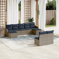 vidaXL 9-teiliges Gartensofa-Set mit Kissen, grau, Polyrattan