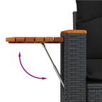 vidaXL 3-tlg. Garten-Sofagarnitur mit Kissen Schwarz Poly Rattan