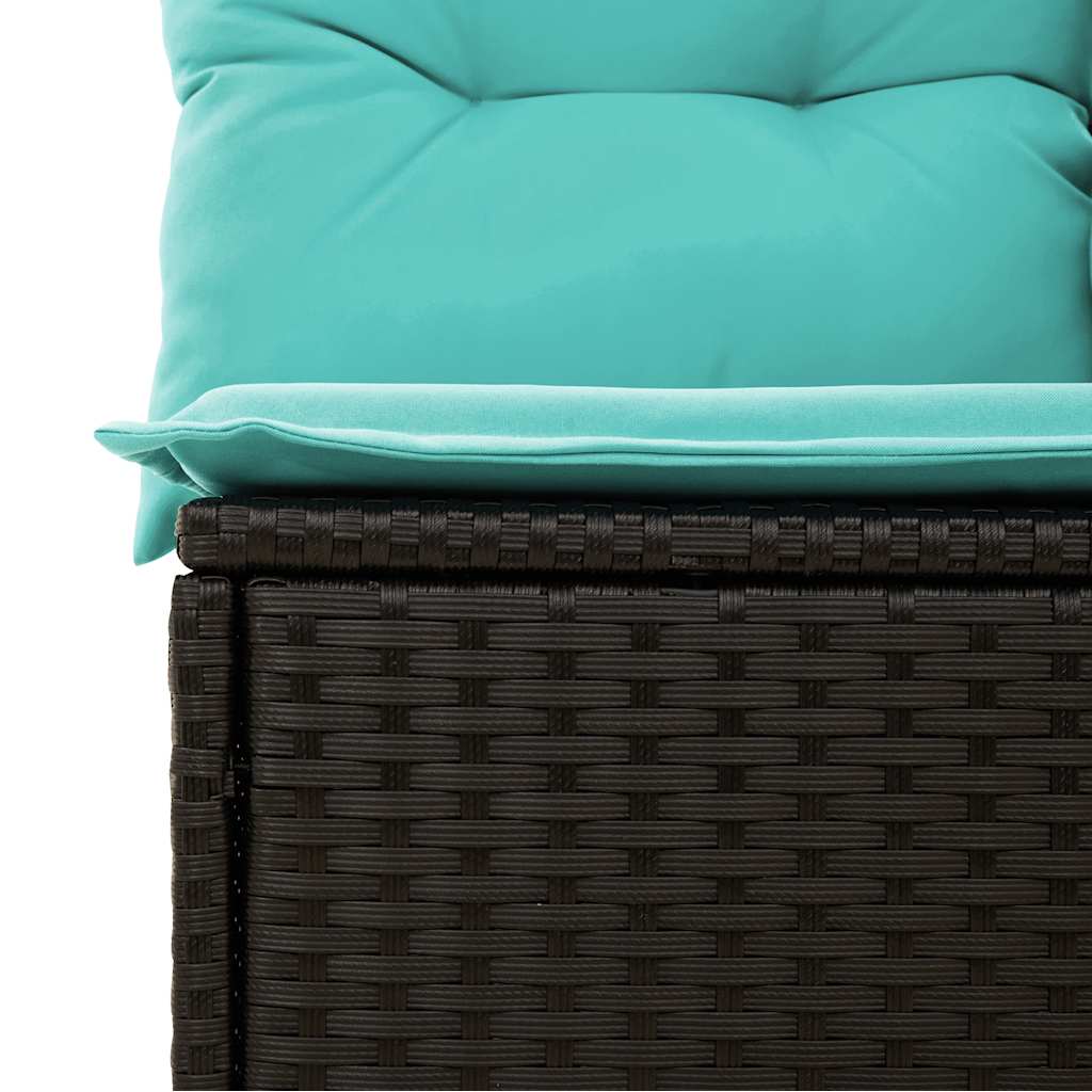 vidaXL 3-teiliges Gartensofa-Set mit Kissen, schwarzes Polyrattan