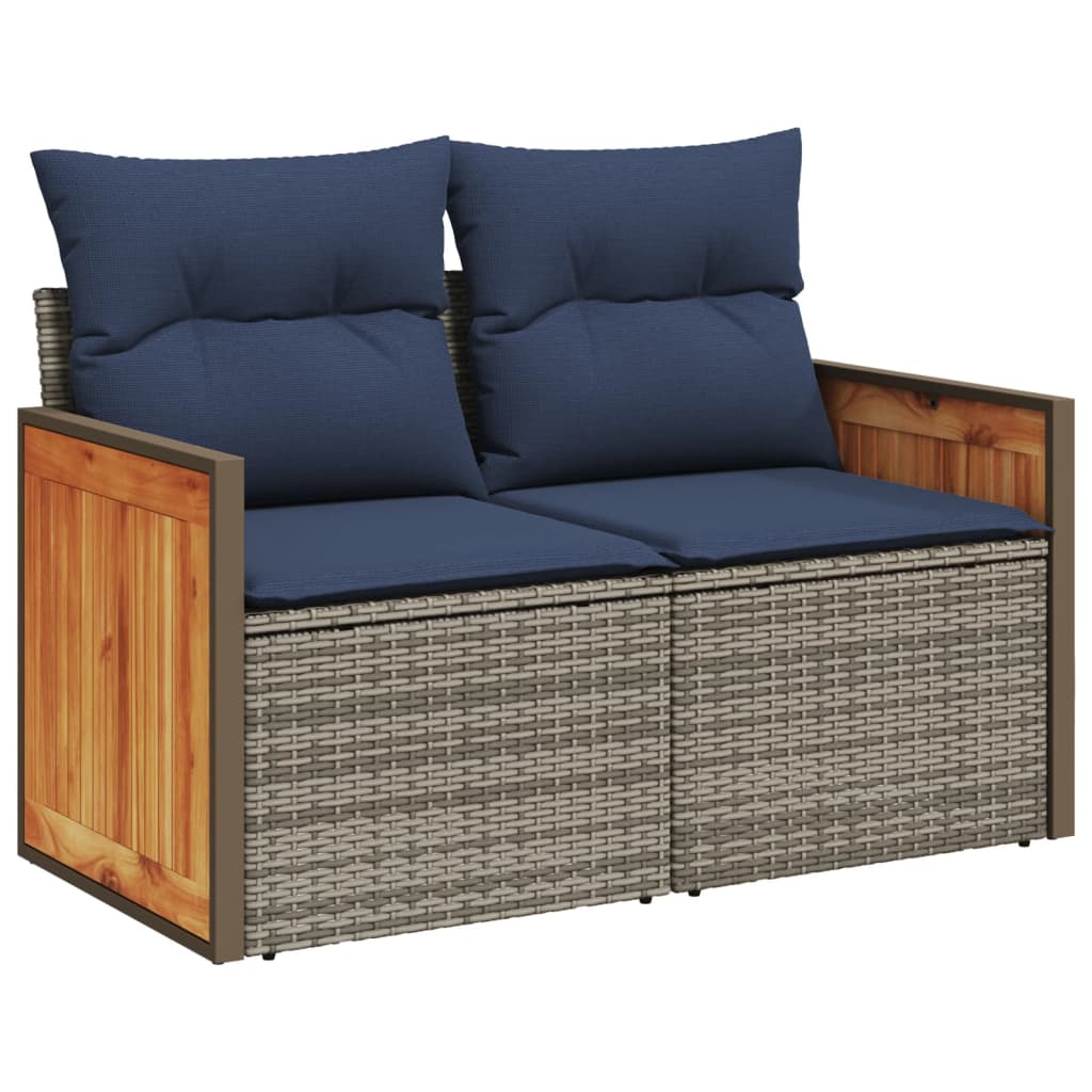 vidaXL 5-teiliges Gartensofa-Set mit Kissen, grau, Polyrattan
