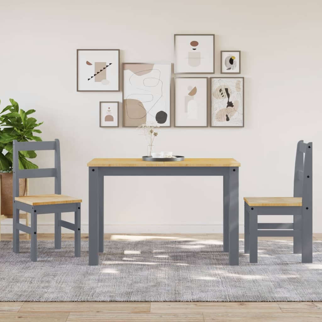 vidaXL Essstühle 2 Stk. PANAMA Grau 40x46x90 cm Massivholz Kiefer