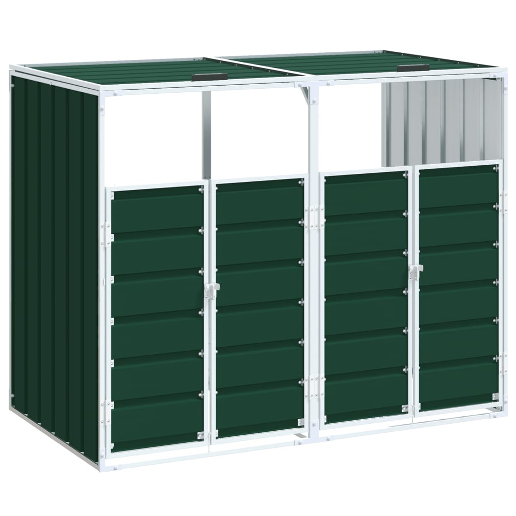 vidaXL Mülltonnenbox für 2 Tonnen Grün 144x81x113 cm Stahl