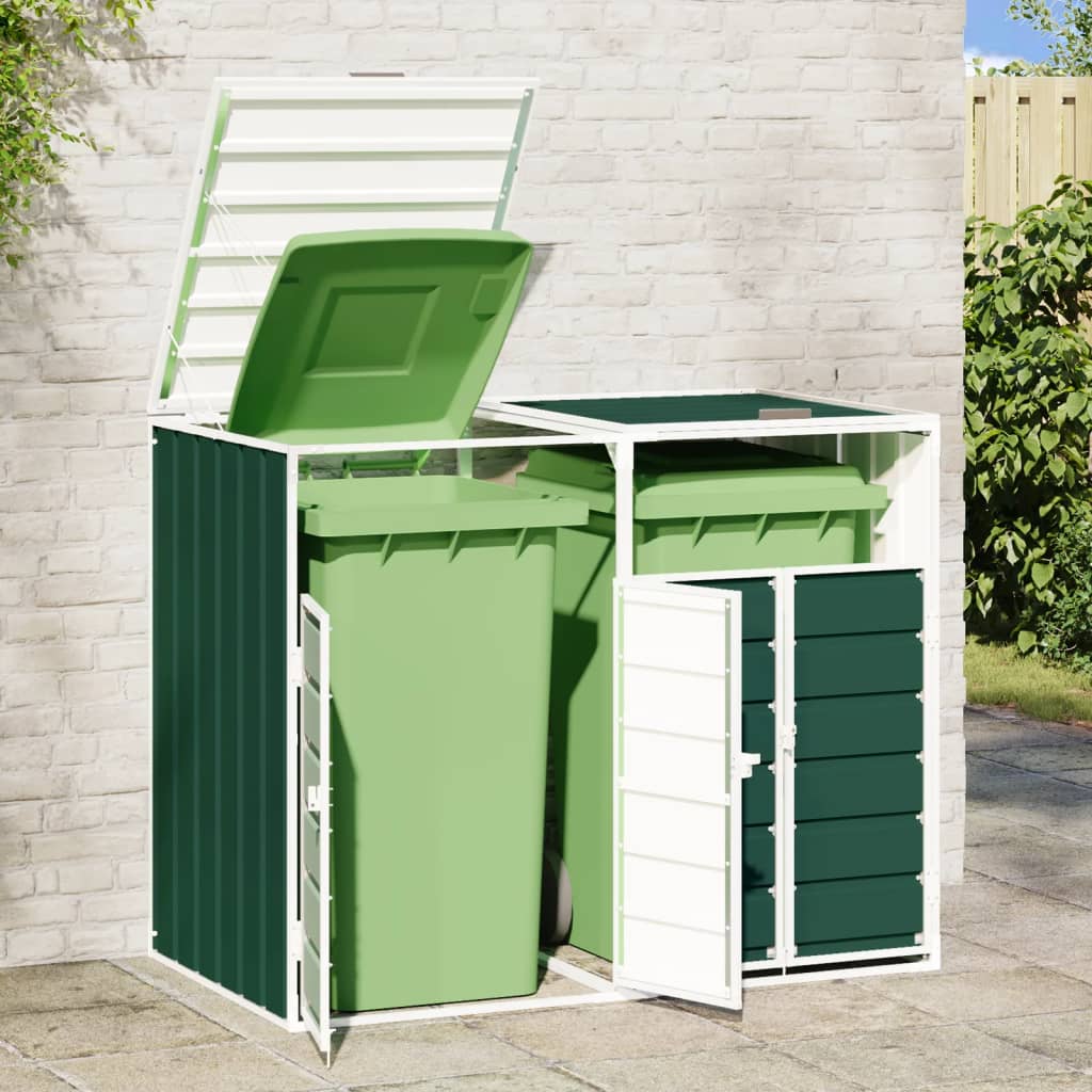vidaXL Mülltonnenbox für 2 Tonnen Grün 144x81x113 cm Stahl