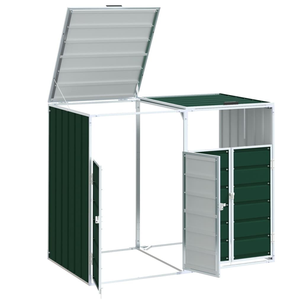 vidaXL Mülltonnenbox für 2 Tonnen Grün 144x81x113 cm Stahl